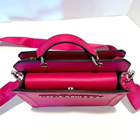 STEVE MADDEN Bevelyn Crossbody Satchel Raspberry - Picture 5 of 14